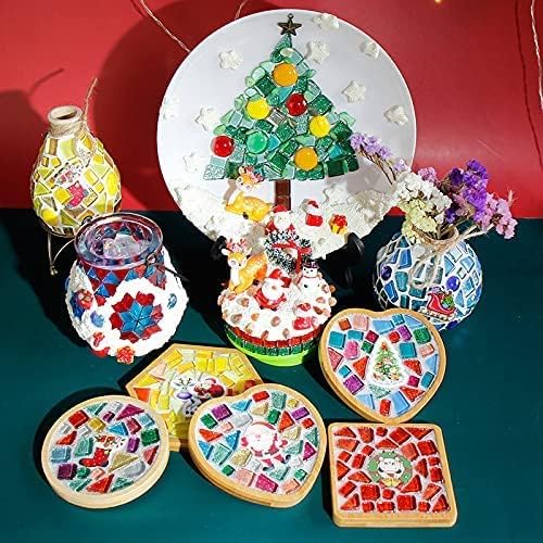 1.1 LB Irregular Crystal Mosaic Tiles,Small Particle Color Decal Crystal Glass Tile DIY Hobbies Children Handmade Crystal Craft for DIY Handmade Decorative Materials (Lemon Yellow Series)