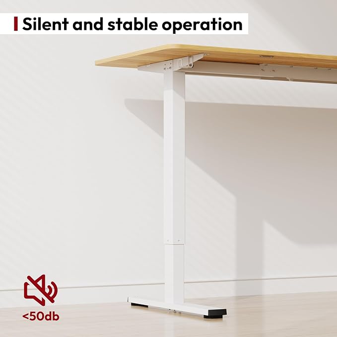SANODESK Electric Standing Desk 48x24 Inch Height Adjustable Stand Up Desk Home Office Computer Workstation Sit Stand Home Office Desk with Splice Board (White Frame + Maple Top)