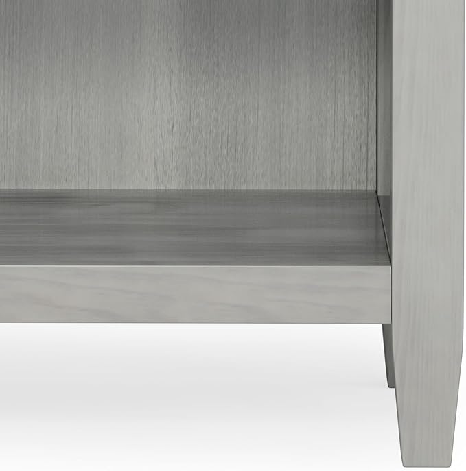 SIMPLIHOME Carlton Solid Wood 24 Inch Wide Contemporary Bedside Nightstand Table in Fog Grey, for The Living Room and Bedroom