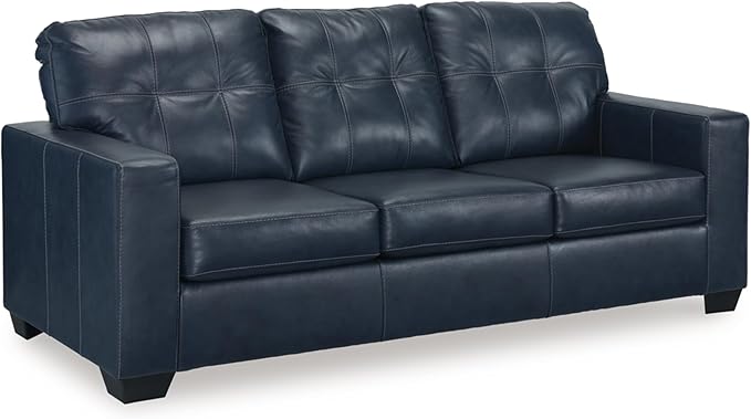 Signature Design by Ashley Santorine Classic Leather Match Tufted Sofa, Blue
