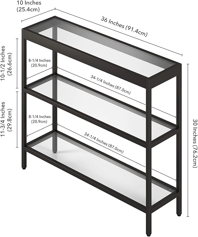 Henn&Hart 36" Wide Rectangular Console Table in Blackened Bronze, Entryway Table, Accent Table for Living Room, Hallway