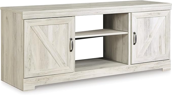 Signature Design by Ashley Bellaby Farmhouse 4-Piece Entertainment Center for TVs up to 72" with Adjustable Shelves, Whitewash