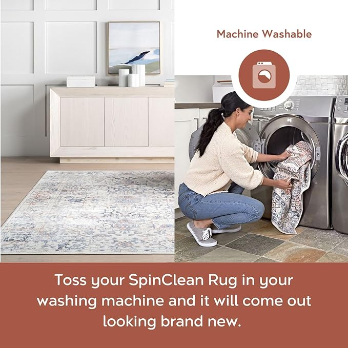 nuLOOM 10' x 14' Machine Washable Stain-Resistant Area Rug Medium Profile for Living Room, Bedroom, and Dining Room, Everlee Blue