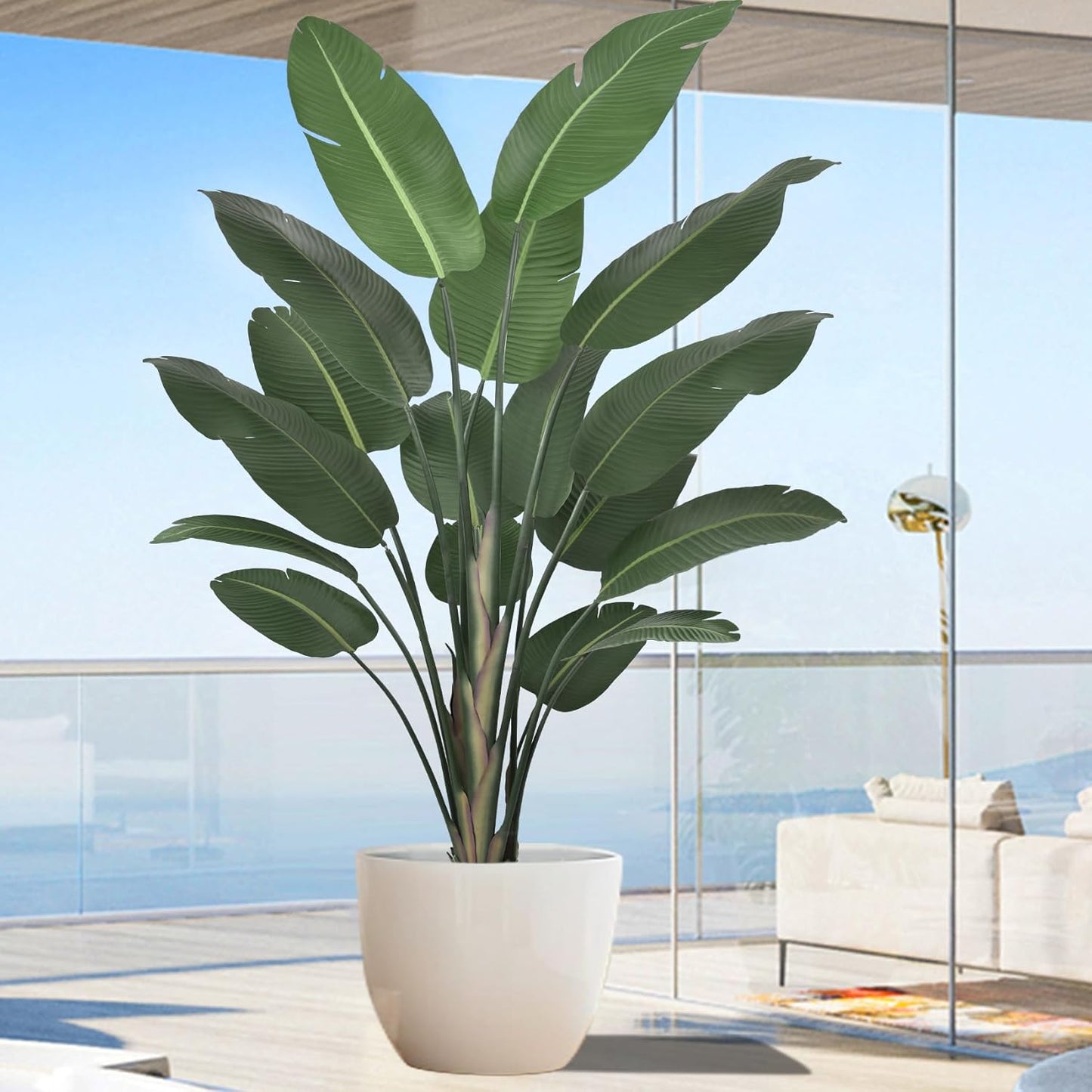 8ft Tall Bird of Paradise Artificial Tree (94 Inch) with Large Trunks and Realistic Leaves Big Faux Floor Potted Plants Fake Silk Plants for Home Office Living Room Decor Indoor (8feet,1pack)