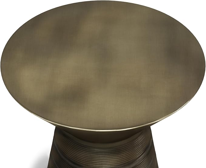 SIMPLIHOME Sheridan Industrial 18 inch Wide Metal Accent Side Table in Antique Gold, Fully Assembled, End, Bedside Table and Nightstand, for the Living Room and Bedroom