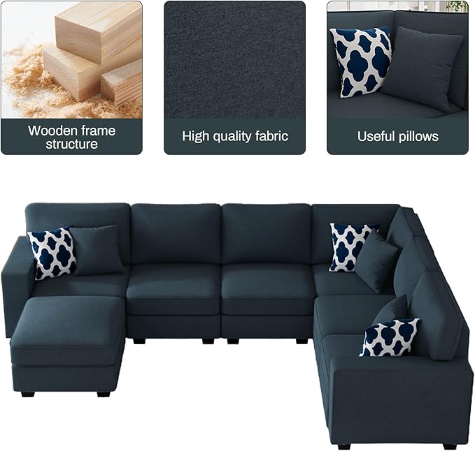 Legend Vansen Modular Sectional Sofa U Shaped Couch with Ottoman Modern Reversible Corner Sectional Couch for Living Room (Charcoal, U Shaped Sofa-2)