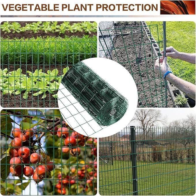 Tongmo 4 ft x 50 ft Green PVC Coated Welded Wire Fence, 16GA Garden Chicken Wire Fence Roll, Mesh Size 2" x 4" Hardware Cloth, Ideal for Yard Protection and Poultry Netting