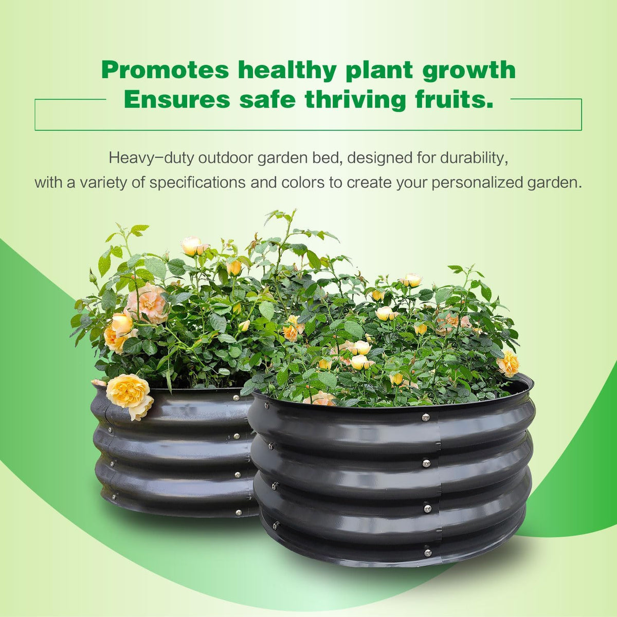 GARDMAX 2 Pack 2x2x1FT Galvanized Round Raised Garden Bed Kit, Metal Planter Boxes Outdoor with Easy Assembly, Large Garden Bed for Vegetables, Fruits, Flower, Herbs Dark Gray