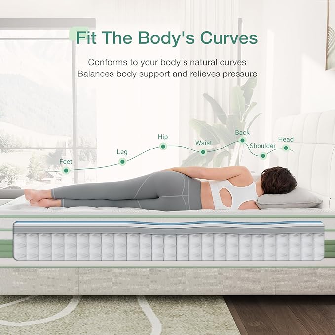 Novilla Queen Mattress, 12 Inch Hybrid Mattress in a Box, Gel Memory Foam with Individual Pocket Springs for a Peaceful Sleep, Queen Size Mattresses, Pillow Top Mattresses with Quilted Cover