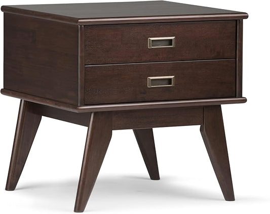 SIMPLIHOME Draper SOLID HARDWOOD 22 inch Wide Rectangle Mid Century Modern End Side Table in Medium Auburn Brown for the Living Room and Bedroom