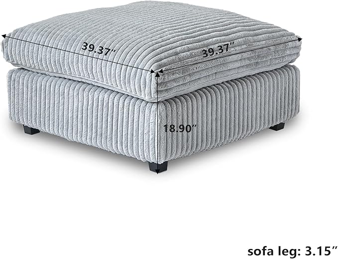Modular Sectional Couches for Living Room, Comfy Cloud Couch Ottoman, Plush Deep Seat Sleeper Sofa with Removable Cover, Gray