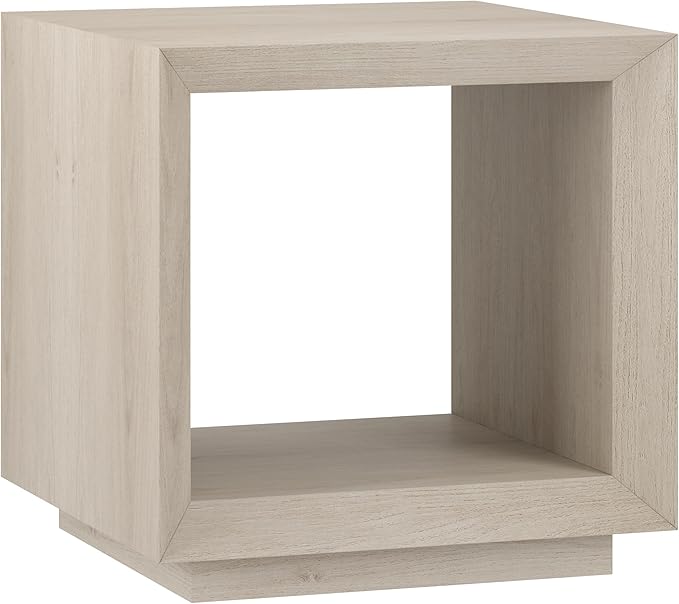 Henn&Hart 22" Modern Square Wooden End Table, Side Table, Nightstand with Open Display Shelf for Living Room, Office, Family Room, or Bedroom, Alder White