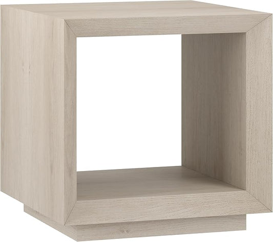 Henn&Hart 22" Modern Square Wooden End Table, Side Table, Nightstand with Open Display Shelf for Living Room, Office, Family Room, or Bedroom, Alder White