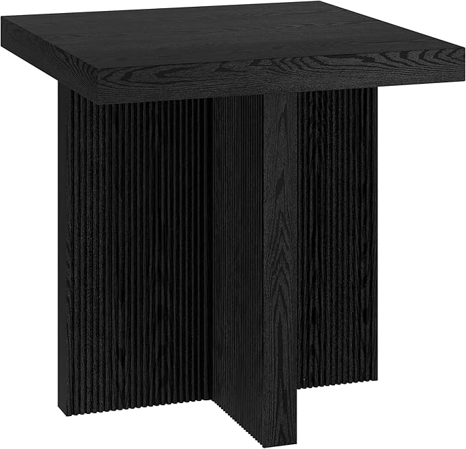 Henn&Hart 22" Wide Square Side Table in Black Grain, for Home, Living Room, Bedroom, Entertainment Room, Office