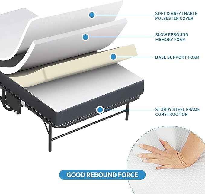 Folding Bed with Mattress for Adults, 75" x 31" Foldable Bed with Headboard and Side Pocket, Twin Size Metal Bed Frame with Wheels, Portable Rollaway Bed for Guest, Travel