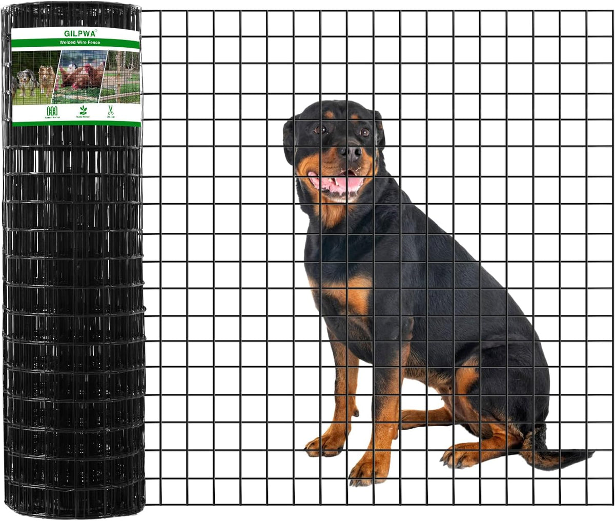 Wire Fence, 36 in(H) X 50 ft(L) PVC Coated Welded Wire Fencing 2" X 2" 16GA Garden Border Vinyl Metal Chicken Wire Fencing Mesh Roll for Yard Vegetable Plant Protection Poultry Netting Black