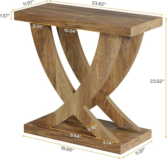 Tribesigns End Table for Living Room with Cross Fishtail Support, Side Table and Farmhouse Accent Furniture for Small Spaces (1)