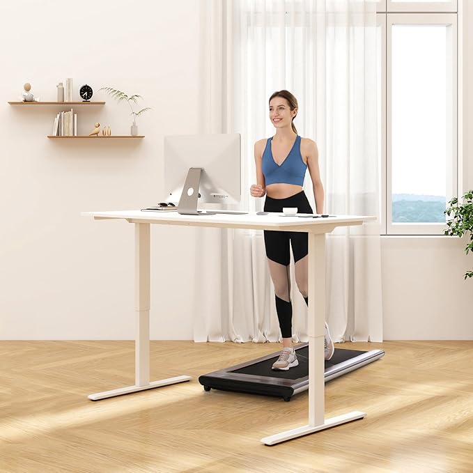 FLEXISPOT E3 Dual Motor Electric Standing Desk 48x30 Inch Whole-Piece Board Height Adjustable Electric Sit Stand Desk (White Frame + Marble Grey Desktop, 2 Packages)
