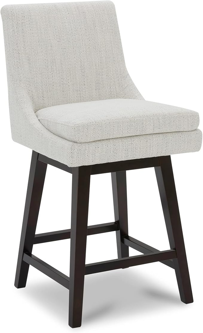 CHITA Counter Height Swivel Bar Stools Set of 4, FSC Certified Upholstered Fabric Barstool Chairs with Back, 26.8" H Seat Height, Fabric in Ivory
