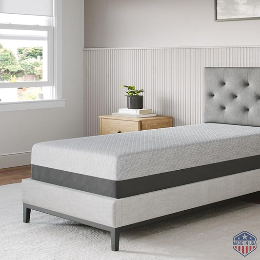 Celestial Sleep Gel Memory Foam Mattress in a Box, Made in The USA, CertiPUR-US® Certified Foam, Oeko-Tex, and Fiberglass-Free Certified Bed, 10 inch Medium - TwinXL