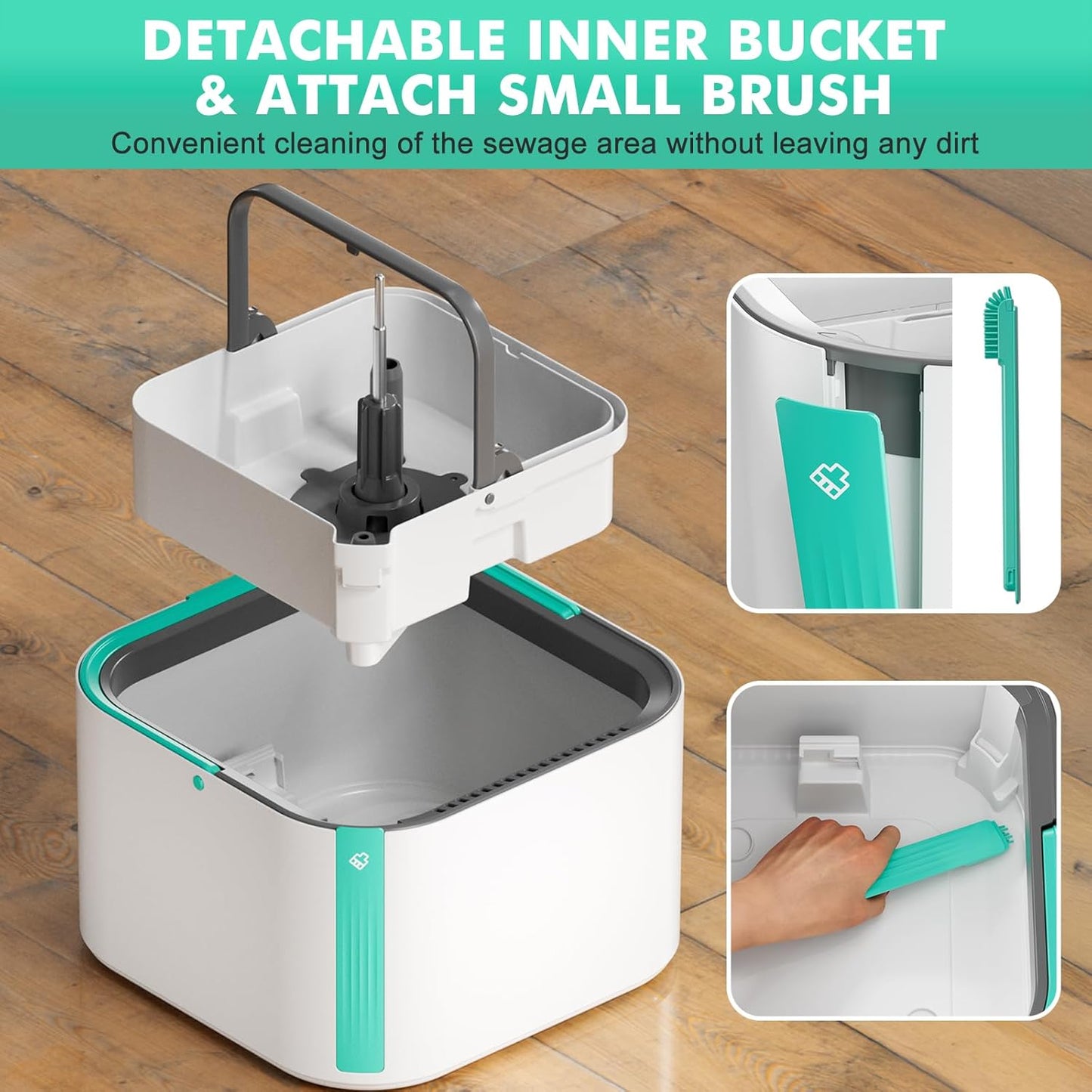 Upgraded Spin Mop and Bucket Self-Standing Mop Bucket Separate Dirty and Clean Water System Self Wringing 360° Rotating & 90° Foldabl Mops and Buckets for Floor Cleaning (Blue, 10Pads)