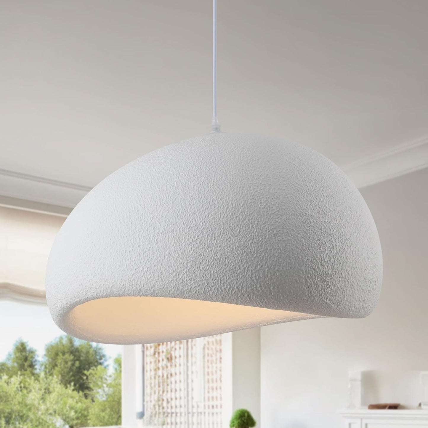 19.7in Wabi Sabi Pendant Lights Kitchen Island Lighting Fixture Ceiling Mount White Modern Japanese Lamp Japandi Chandelier for Dining Living Room Hallway Bedroom Restaurant Hanging Lamp