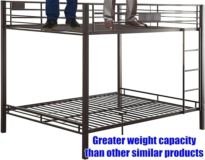 Stronger & Higher Quality Heavy Duty Bunk Bed Queen Over Queen Size Bunkbed, Thickened Safer More Stable Steel Metal Queen Bunk Bed (Faster Assembly) (Queen Over Queen-1)