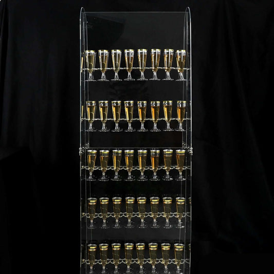 Tableclothsfactory 5ft Clear Acrylic 5-Tier Wine Glass Stemware Rack, Champagne Flute Holder Wall Stand