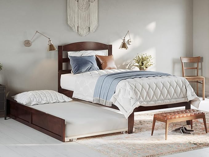 AFI, Warren Twin Platform Bed with Twin Trundle, Walnut