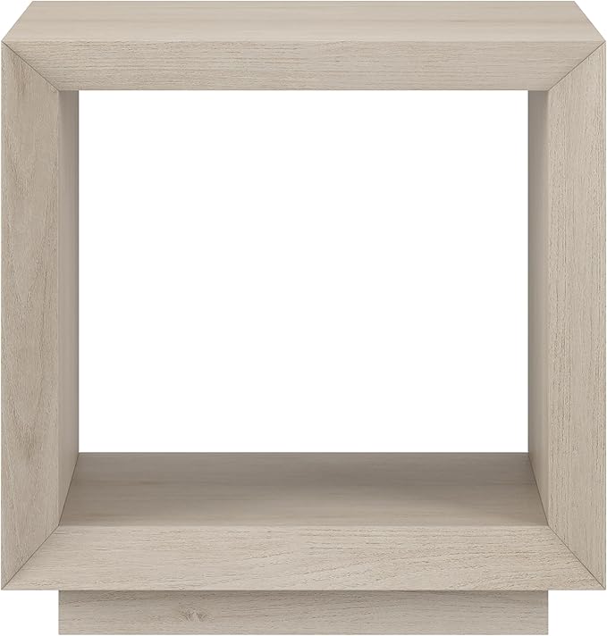 Henn&Hart 22" Modern Square Wooden End Table, Side Table, Nightstand with Open Display Shelf for Living Room, Office, Family Room, or Bedroom, Alder White