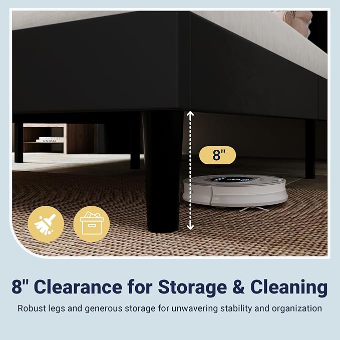 Allewie King Size Platform Bed Frame with USB Charging Station and Storage Shelf/Upholstered Velvet Wingback Headboard/Wooden Slats Support/No Box Spring Needed/Easy Assembly, Black