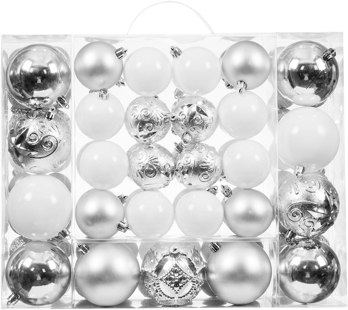 87-Pack Shatterproof Christmas Ball Ornaments Set, Christmas Tree Decorations with Hand-held Gift Package for Xmas Tree Holiday Wedding Party, Silver