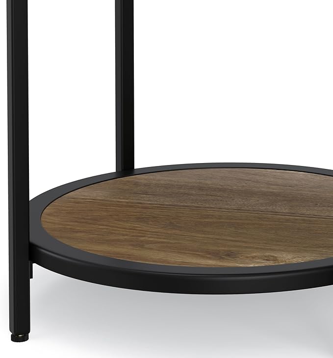 SIMPLIHOME Jenna Industrial 18 inch Wide Metal Round Accent Side Table in Warm Grey for the Living Room and Bedroom