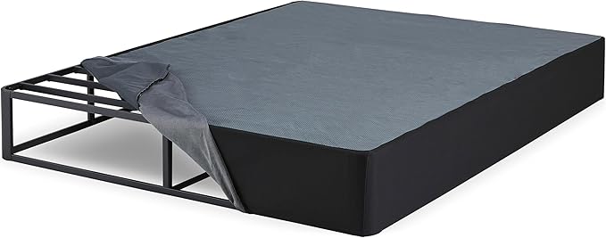 Signature Design by Ashley 10" Mattress Box Spring with Metal Foundation, Sturdy and Durable, Ready to Assemble, Parts and Tools Included, King, Removable Black Fabric Cover