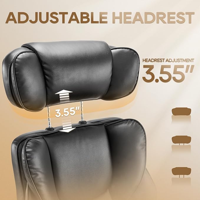COLAMY Office Chair with Retractable Footrest, Ergonomic High Back Design Executive Computer Desk Chair with Removable Lumbar Pillow, 90-135°Reclining, Thick Bonded Leather, 2 PCs, Black