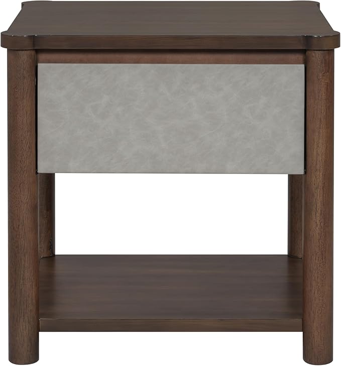 Christopher Knight Home Zeri Bedroom Nightstands Set of 2, Wood Nightstand with Drawers, Small Bedside Table Set of 2, End Table for Living Room, Multipurpose Storage Cabinet, Light Gray + Walnut