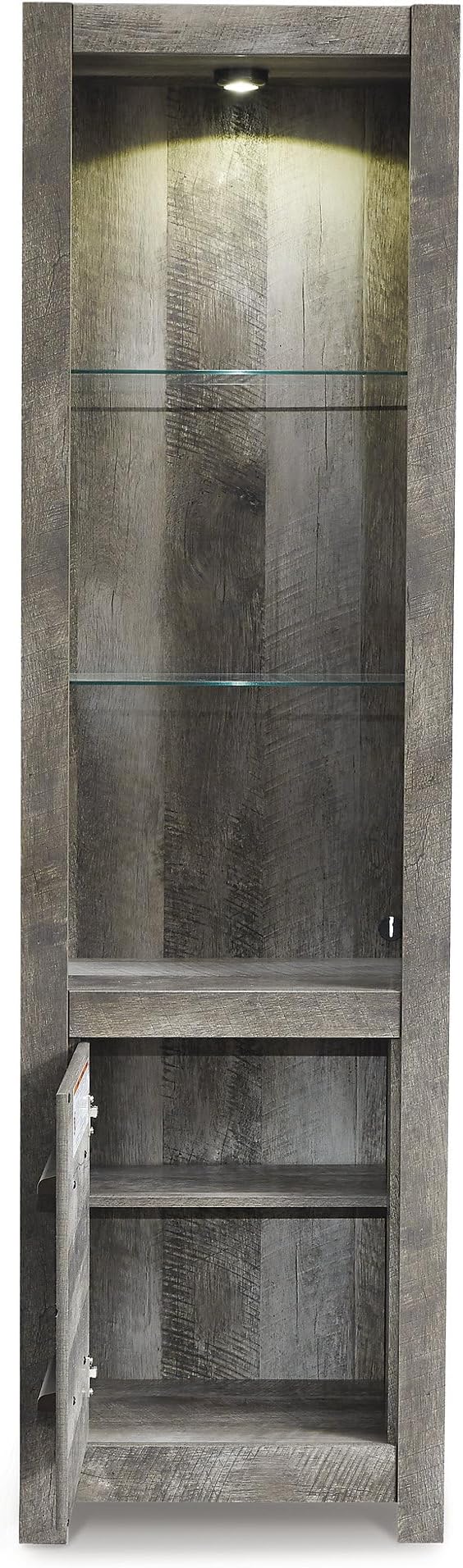 Signature Design by Ashley Wynnlow Rustic 4-Piece Entertainment Center for TVs up to 72" with LED Lighting and Adjustable Shelf, Gray
