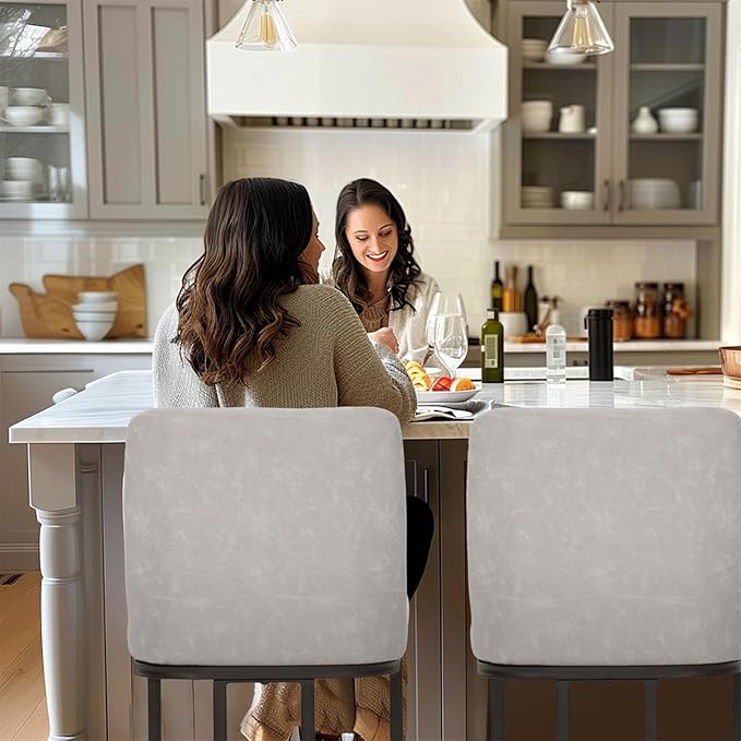Sophia & William Bar Stools, Counter Height 24" Counter Stools for Kitchen Island, Modern PU Leather Bar Stools with Backrest,Light Grey,1PC