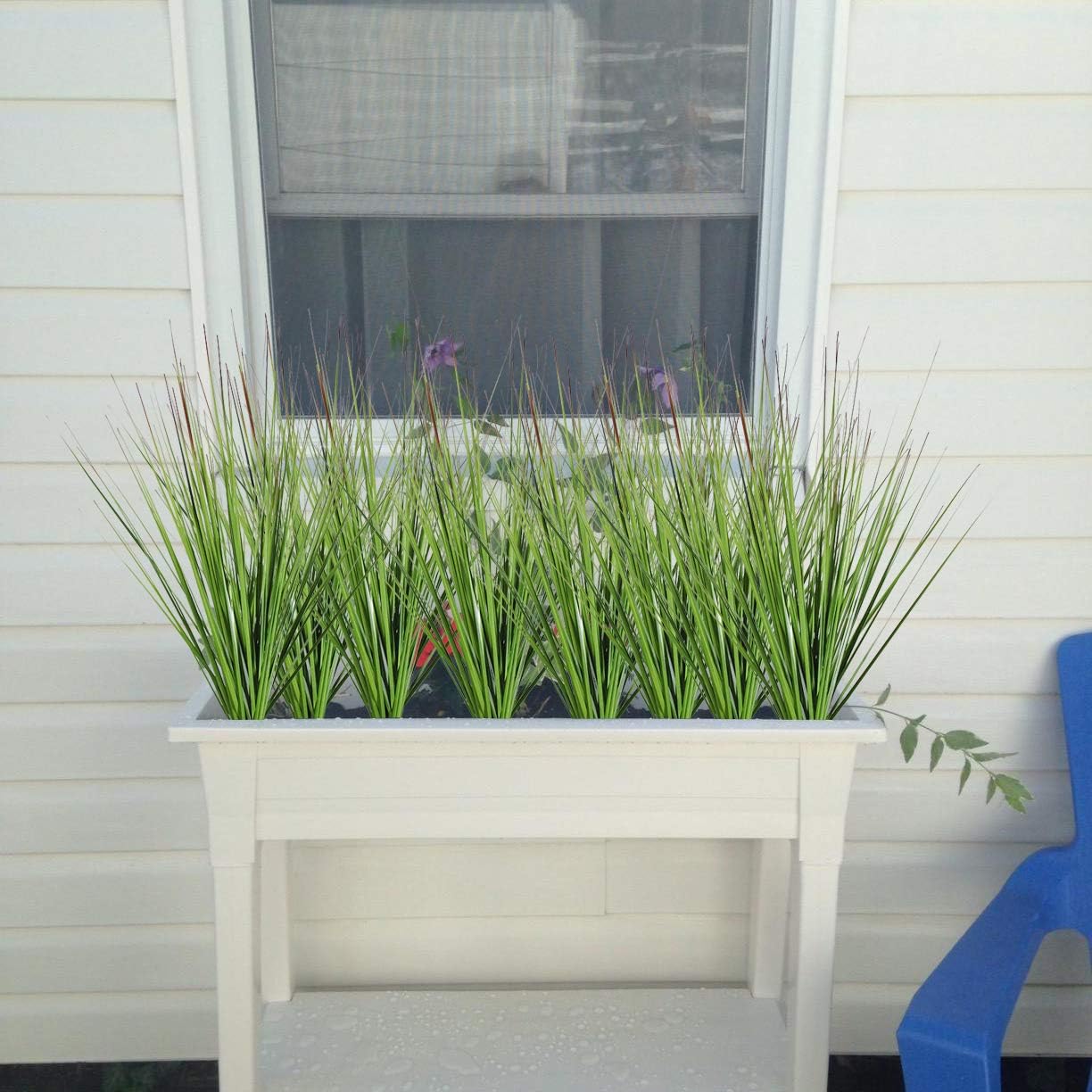 27" Artificial Plants Onion Grass Greenery Faux Fake Shrubs Plant Flowers Wheat Grass for House Home Indoor Outdoor Office Room Gardening Indoor Décor (12 Pack)