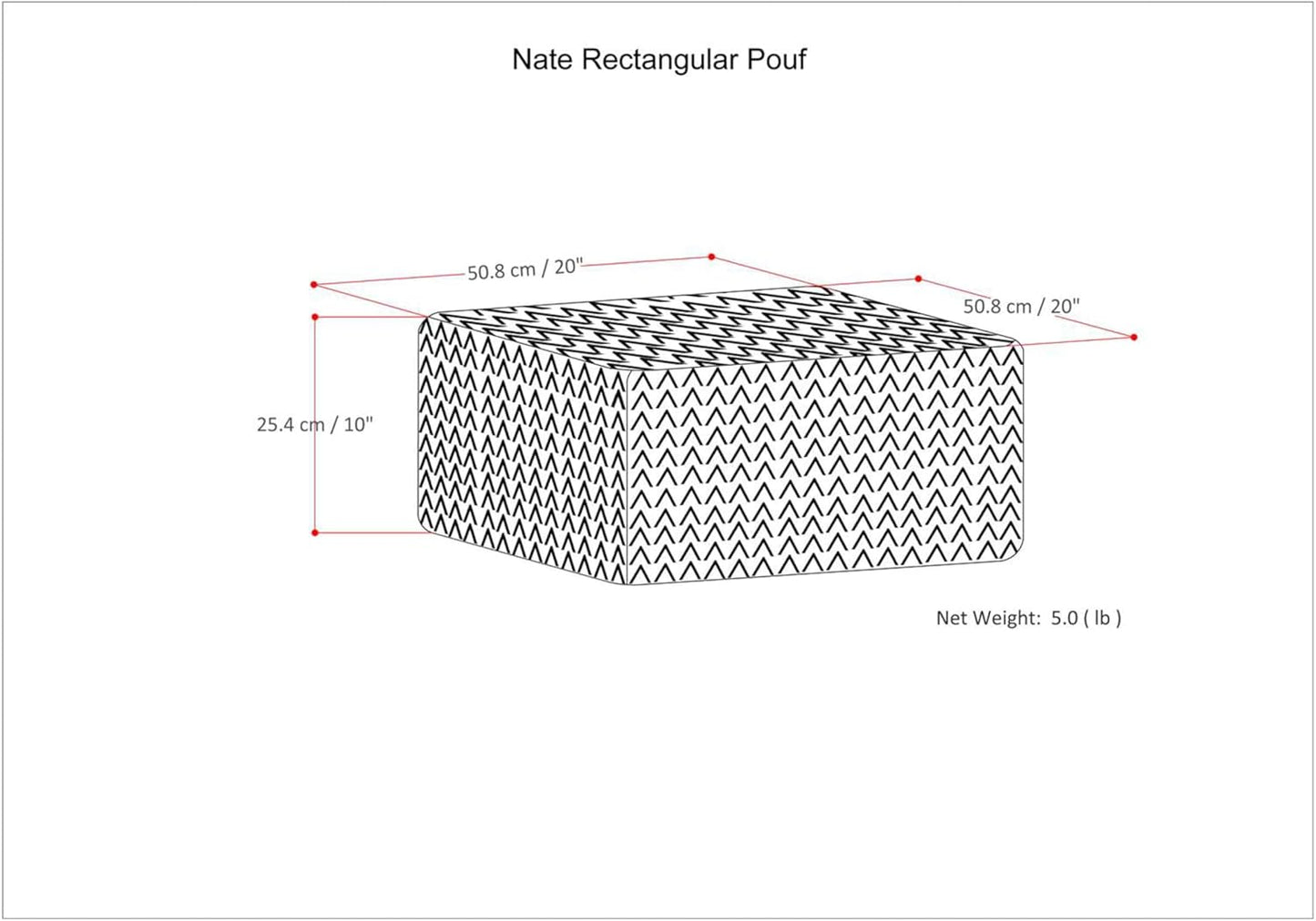 SIMPLIHOME Nate 20-inch Wide Square Pouf in Patterned Denim Mélange, Handwoven Boho-Style Cotton Ottoman, Footrest, or Extra Seating for Living Room, Assembled