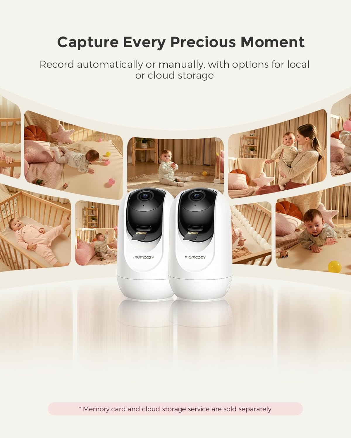 Momcozy BM04 Smart WiFi Baby Monitor with 2 Cameras, 5’’ 1080P Split Screen Video Baby Monitor with Camera and Audio, Clear Night Vision, 5000mAh Battery, 2-Way Audio