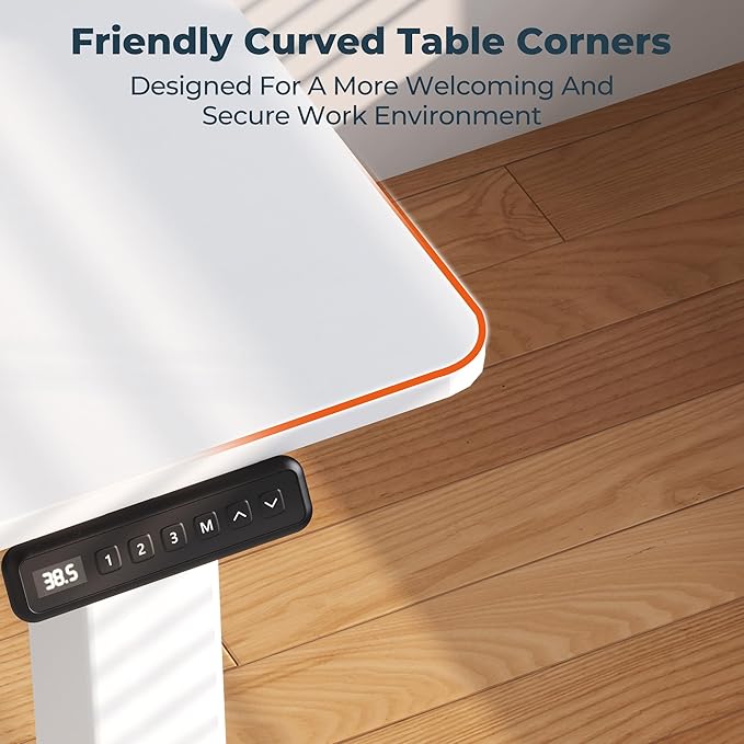4 Legs Standing Desk, Large 79x31 Inches Electric Adjustable Height Desks with Splice Board, Stand Up Desks Home Office Computer Workstation, White