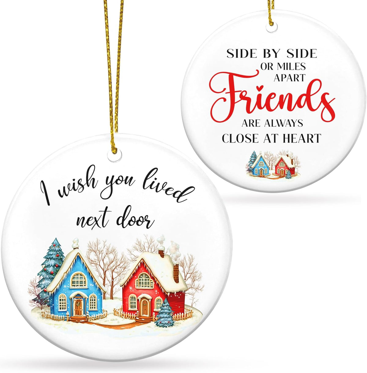 OASSIE Friendship Gifts for Women - Christmas Ornaments 2024, Birthday Gifts for Besties - Two-Sided Printed Designs, One Ceramic Ornament