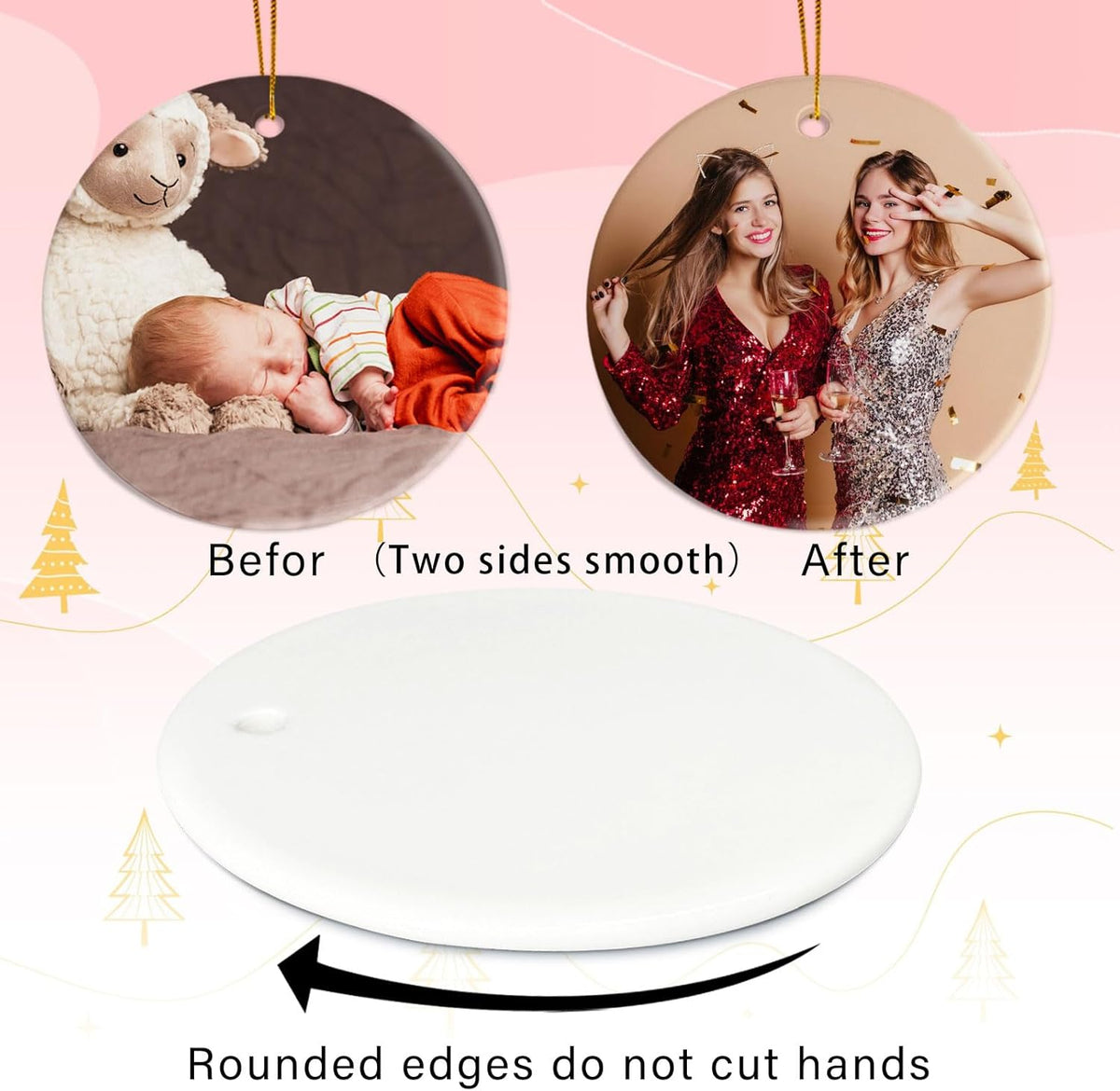 Sublimation Blanks Easter Ornaments Double Sided, 12pcs Sublimation Ornament Blanks Bulk, Sublimation Blanks Products for Birthday, Ceramic Ornaments for Crafts