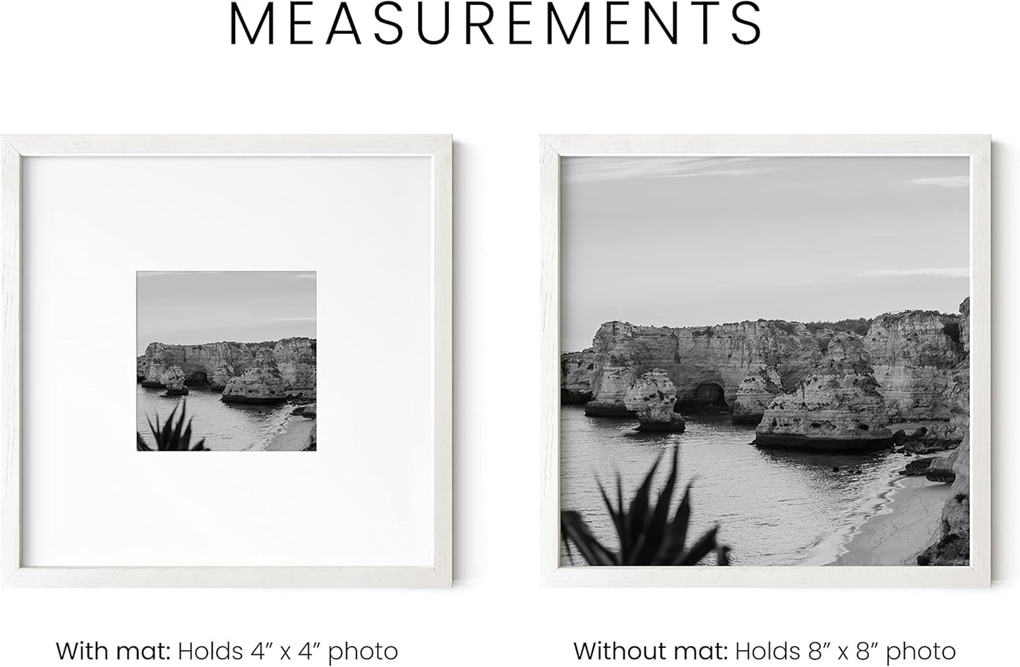 HAUS AND HUES Square Picture Frames - 8x8 Set of 25, Wooden Frames with Mat, White Oak Finish