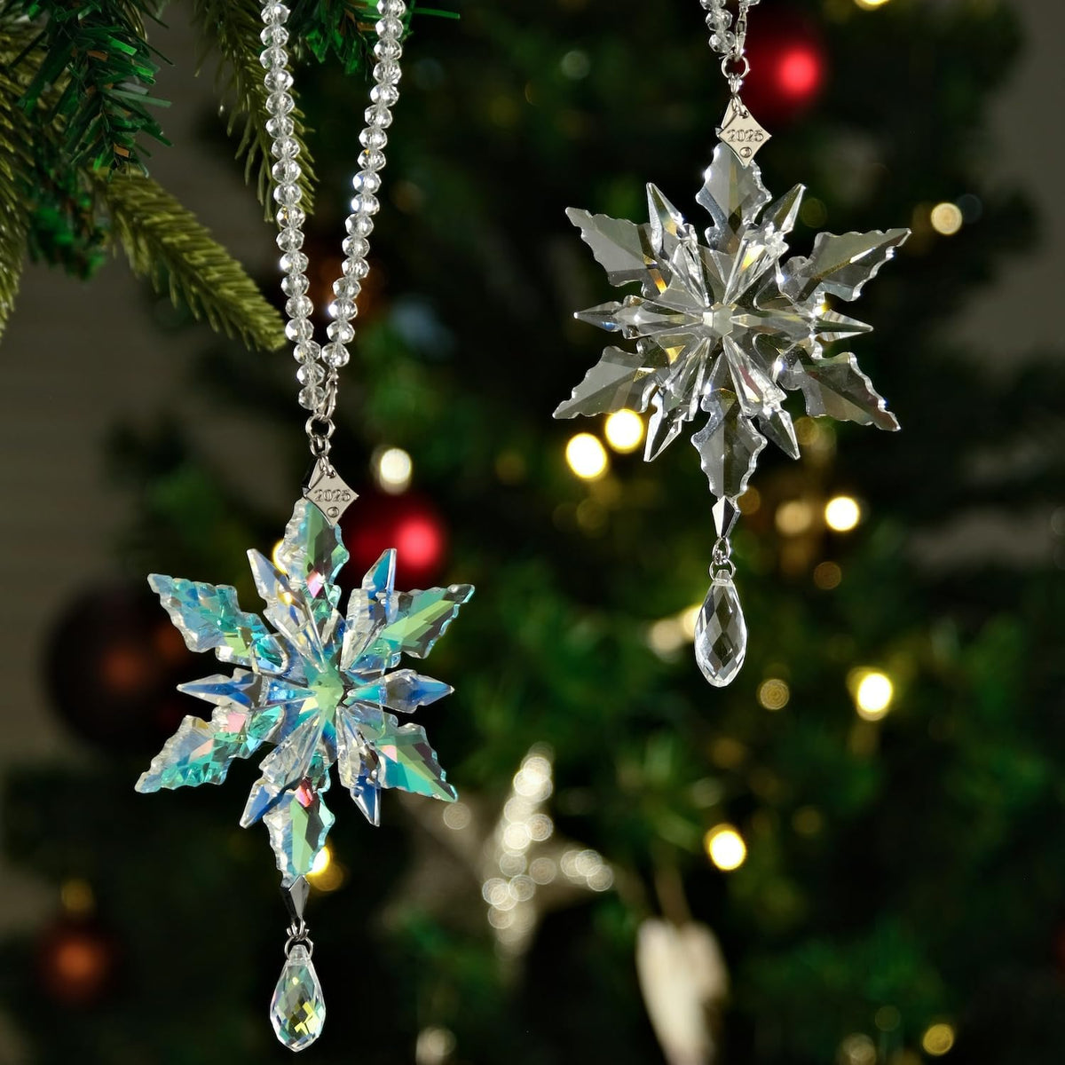 2025 Annual Christmas Ornaments Crystal Snowflake Star - Christmas Tree Ornaments Pendant Sun Catcher Home Hanging Decor (2025 White Crystal 3 Layers)