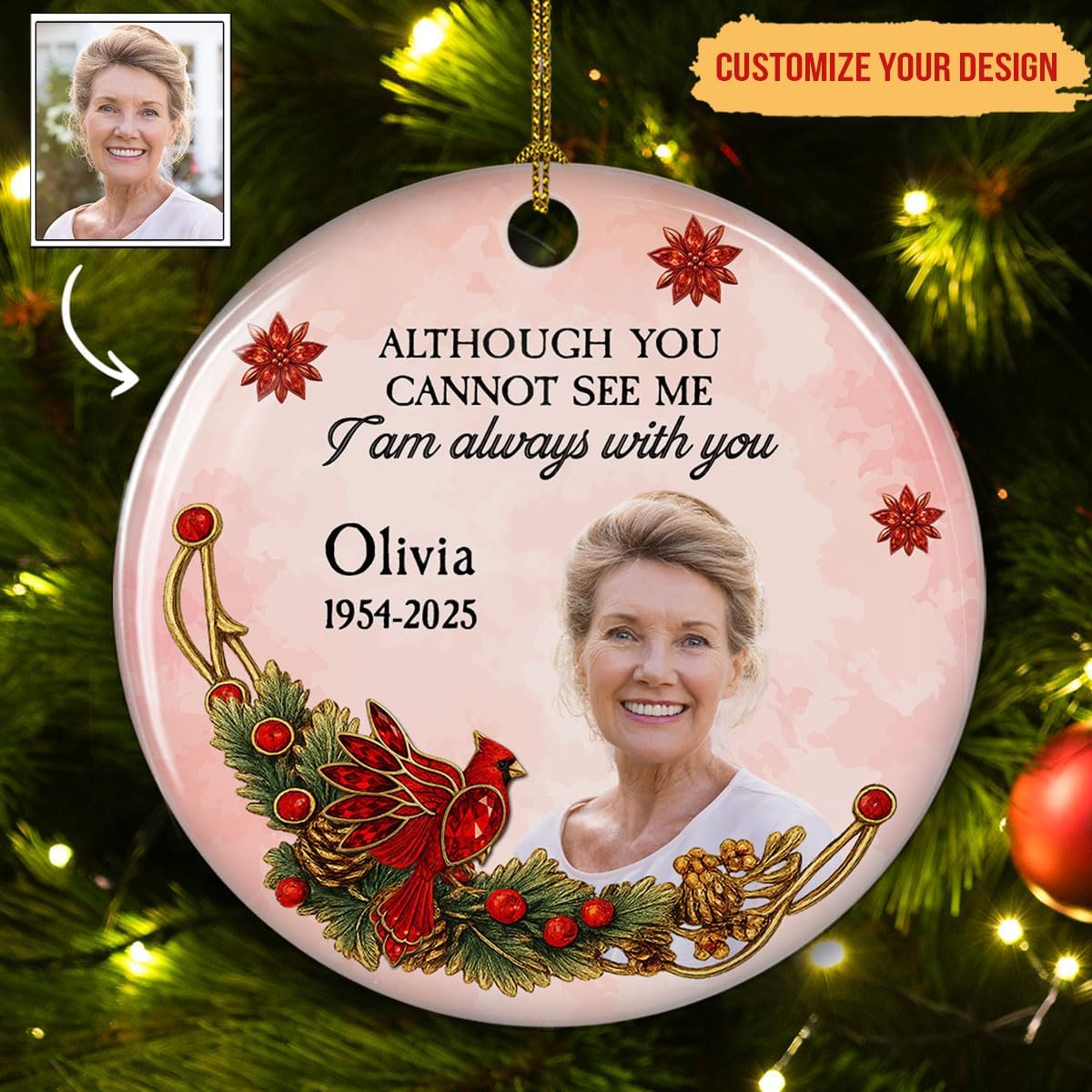 Personalized Ceramic Ornament – Commemorate Lost Loved Ones at Christmas, Memorial Gift for Women