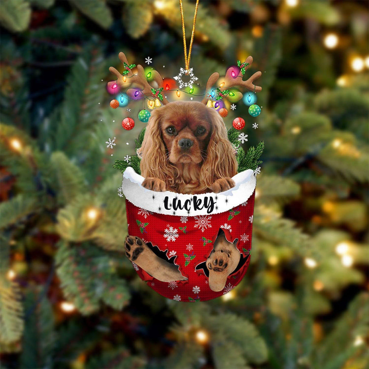 Cavalier King Charles Spaniel 4 Dog Christmas Ornament, Cavalier King Charles Spaniel 4 in Snow Pocket Christmas Tree Ornament, Dog Lovers Gift Idea Xmas Decor, Christmas Decorations for Tree