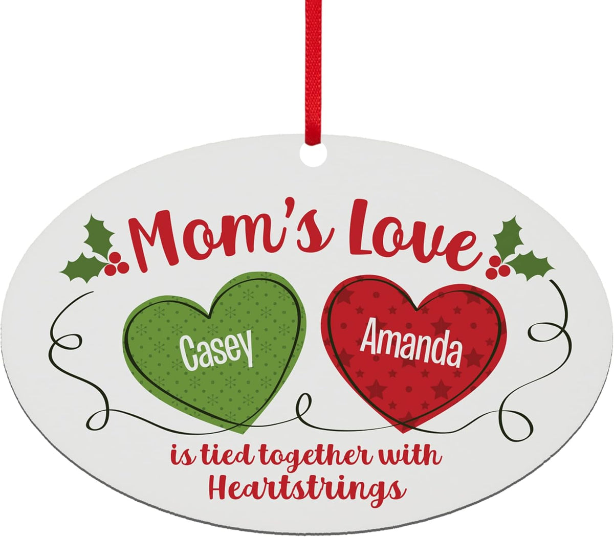 Let’s Make Memories Personalized Christmas Ornament - Any Title - 2024 Christmas Ornament - Wood - Oval - 2–6 Names - Heartstrings