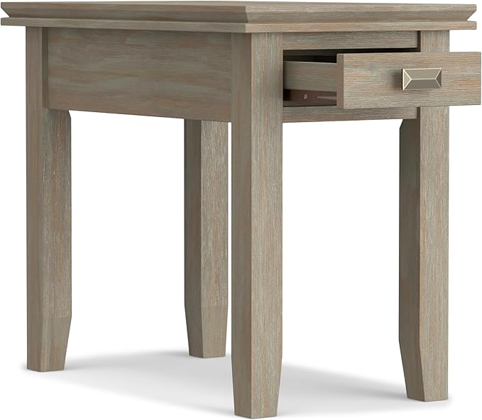 SIMPLIHOME Artisan SOLID WOOD 14 inch Wide Rectangle Transitional Narrow Side Table in Distressed Grey for the Living Room and Bedroom